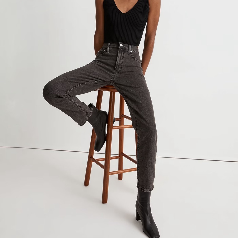 Madewell Perfect Vintage Straight-Leg Jeans in Washed Black